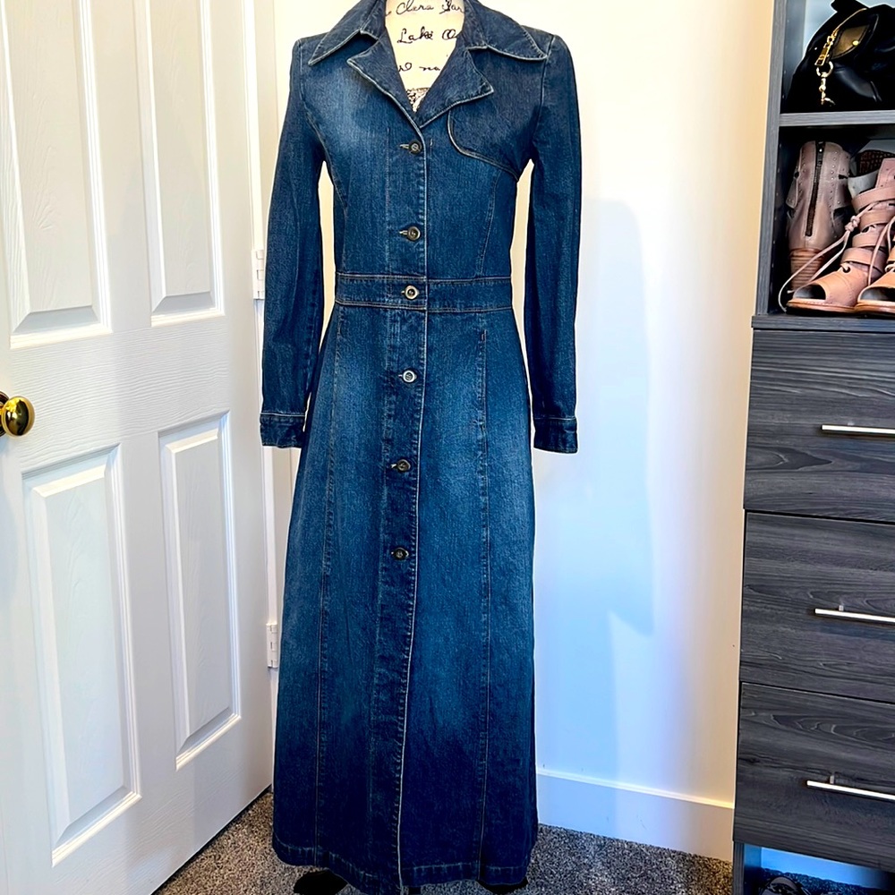 💣🧨❤️Beth Dutton style vintage long denim coat size 4 EUC